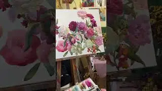 Прямо сейчас продолжаю вести большую цветочную композицию 🌸 #watercolor #акварель #искусство