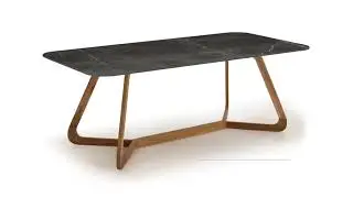 Outdoor Table with Wooden Base and Pietra Grey Ceramic Top - Infinity