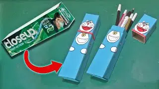 Cara Membuat Tempat Pensil Anak Motif DORAEMON Dari Kardus Odol