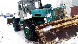 Шнекоротор самодельный на Т-150 по мокрому снегу