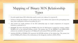 Mapping of ER/EER model to Relational model