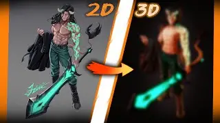 Convert 2D to 3D Sculpt using Blender (timelapse)