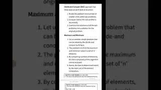 Finding the Maximum and Minimum Element using Divide and Conquer method .