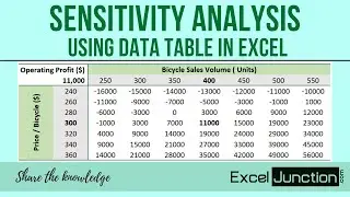SENSITIVITY ANALYSIS with Data Table in Excel | ExcelJunction.com