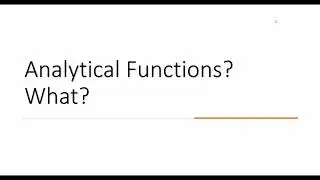 Window Analytic Function in SQL | Analytical Function in Oracle | Analytical Function practice