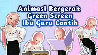 Animasi Bergerak Green screen Seragam Putih Ibu Guru Mengajar