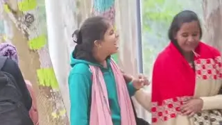Girl spitting on Road