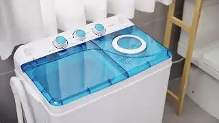 Costway 26lbs Portable Semi-Automatic Twin Tub Washing Machine with Drain Pump