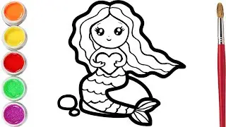 Bolalar uchun kichkina suv parisini yurak bilan qanday chizish mumkin|How to draw a little mermaid