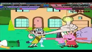 MUGEN Fight - Homer, Fat Albert, Pingu, and Blossom vs. Caillou, Peppa Pig, Bessie, and Bluey