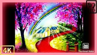 How to Draw the Most Beautiful Pink Flowers in the Easiest Way / Acrylic Painting for Beginners