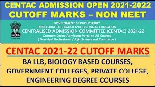 CENTAC 2021-22 CUT OFF TAMIL | GOVERNEMENT PRIVATE COLLEGE UG CUT OFF | CENTAC CUT OFF PONDICHERY
