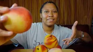 ASMR Peach Mukbang, Crunchy, Juicy, Chewy, Eating Sounds