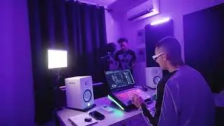 H'erick e Zillbo gravando um trap no studio