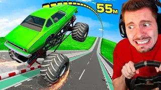 55 METROS DE SALTO com Monster Truck no BeamNG Drive!