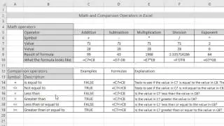 Math and comparison operators in Excel