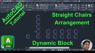 AutoCAD Dynamic Block | Straight Chairs Arrangement