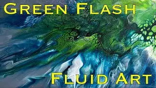 #36 - Green Flash Fluid Art  - Gorgeous Green & Blue Palette!