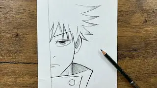 How to draw Megumi Fushiguro from jujutsu kaisen | step-by-step drawing tutorial