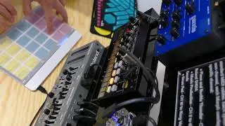 Sensel Morph with Hardware: Meeblip Geode, Korg Volca Beats, Roland SH01A