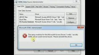 The setup routines for the microsoft access driver (*.mdb) odbc driver could not be found