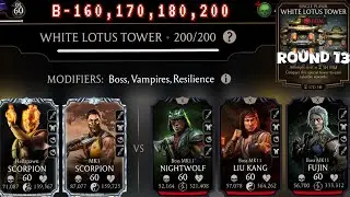 Fatal White Lotus Tower Boss Battle 200 & 160, 180 Fight + Rewards MK Mobile