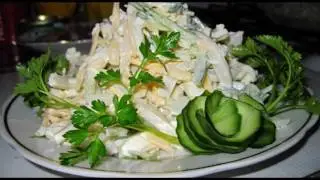Салат из кальмаров с яйцом и огурцом #Салатизкальмаров #Салатизкальмар
