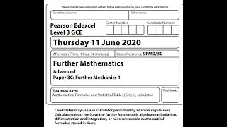 Further Mechanics 1 2020 Pearson Edexcel Further Maths A level