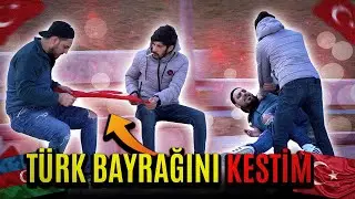 AZERBAYCANDA TÜRK BAYRAĞINI KESTİM ( DÖVÜLDÜM ) SOSYAL DENEY