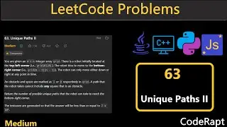 Unique Paths || | Leetcode Q.63 | Python | C++ | Java | JS | Leetcode Daily Challenges