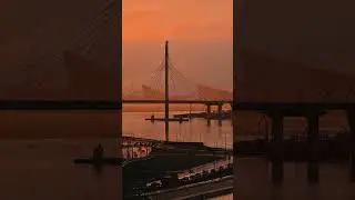 Оранжевые сумерки у Лахта-центра. Петербург. 
