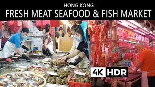 【4K】Fresh Meat Seafood &  | Fish Market Sham Shui Po Hong Kong | 鲜肉海鲜&|香港深水埗鱼市场