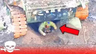 Russian soldier Hides Under Destroyed Tank To Avoid Ukrainian DRONE Menace