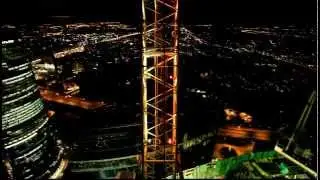 Ночная Москва Сити с высоты башенного крана