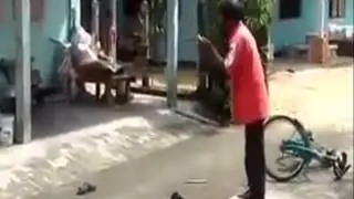 Man pulls a Jedi move on guy using stick