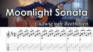 Beethoven's Moonlight Sonata 1st Movement - Fingerstyle Guitar | TAB