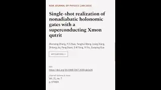 Single-shot realization of nonadiabatic holonomic gates with a superconducting Xmon q... | RTCL.TV