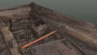 Vilniuje atrastos Kreivosios pilies fragmento 3D skenavimo duomenų vizualizacija