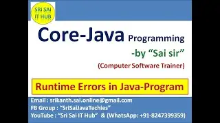 101. Runtime Errors in Java Program || Types of Errors in Java Program || Exception in Java Program