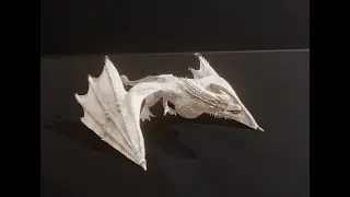 Realistic White Wyvern Animated 3d Model [Turntable]