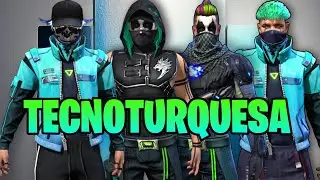 🔥COMBINACIONES DE ROPA INSANAS CON LA SKIN TECNOTURQUESA  // OUTFITS INSANOS FF