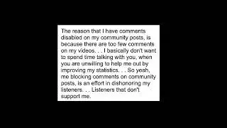 Why the COMMUNITY POSTS have comments disabled on my YT-channel