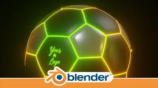 Making a Neon Soccer Ball with animation and showing how to put your logo on it in Blender 2.82