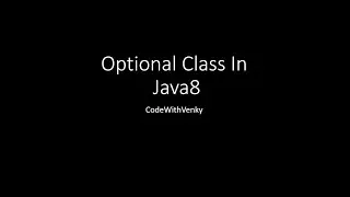 Optional Class In Java8