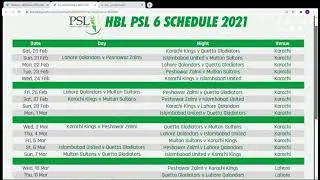 psl 6 schedule | psl 6 2021 | Pakistan Super League | PCB | cricket