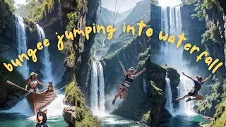 AI Look Book [4K]  #AI Bungee Jump into a Thundering Waterfall!