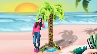 3D Origami Giant Palm Tree - Time Lapse