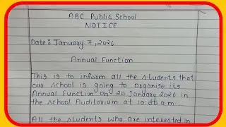 Notice Writing ✍️ | Notice for School Annual Function | English Grammar 