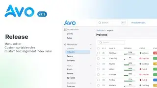 Avo 2.3 - Menu editor, custom sortable rules and custom text alignment index view