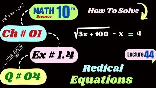 Lec 44 math10 Ex 1.4 Q4 | math 10th class chapter 1 | equation reducible to quadratic equation